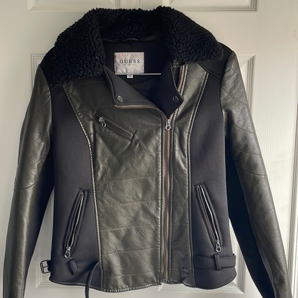 Guess Vegan Leather Moto Jacket (US M) - Picture 1 of 5